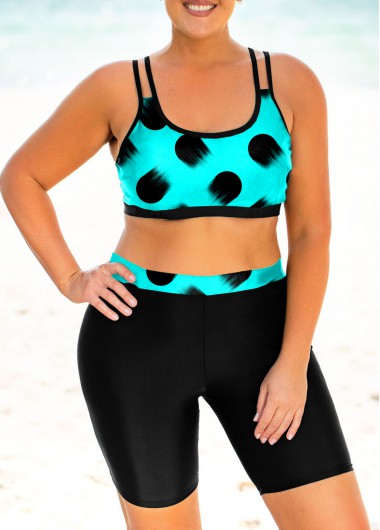Modlily Plus Size Polka Dot High Waisted Bikini Set - 3X