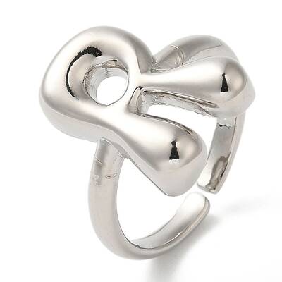 Initials Brass Open Cuff Ring for Women