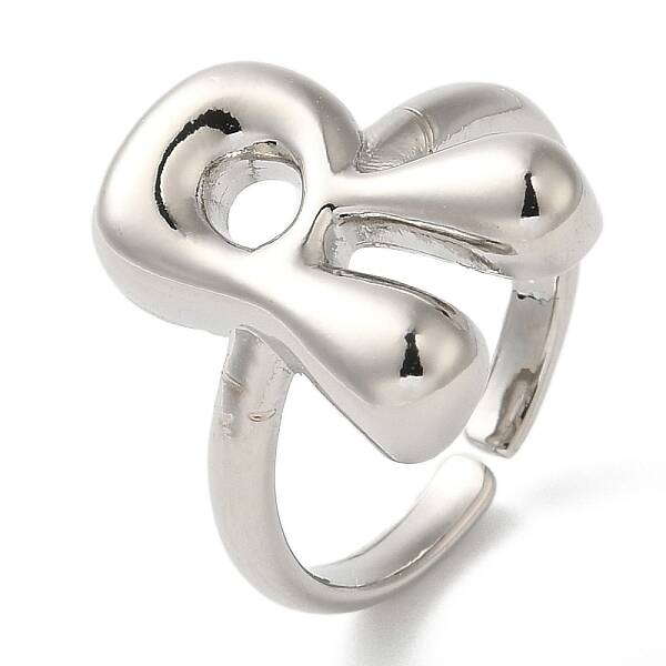 Initials Brass Open Cuff Ring for Women