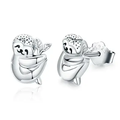 Sterling Silver Sloth Stud Earrings