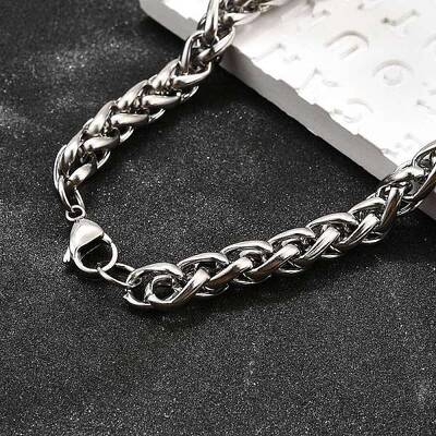 Non-Tarnish Fashionable 304 Stainless Steel Wheat Chain Necklaces