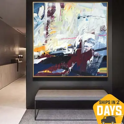 Large Abstract Colorful Wall Art Expressionist Art Original Textured Paintings On Canvas Handmade Art | DEPTH OF NATURE 13 35...