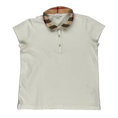 Age 10 Burberry Polo Shirt - Small White Cotton
