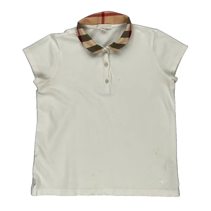 Age 10 Burberry Polo Shirt - Small White Cotton