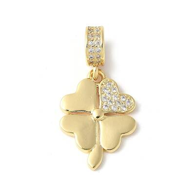 Brass Micro Pave Cubic Zirconia European Dangle Charms