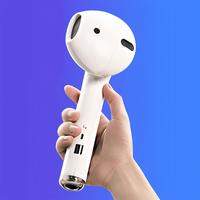 Wireless Earphone Shape Speaker, USB Charging Support Microphone FM Radio TF Card Wireless Loudspeaker, 360° Stereo HiFi Sou...