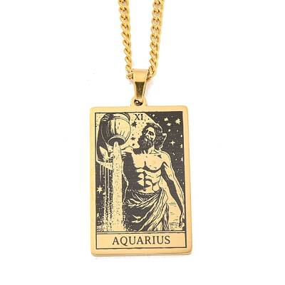 304 Stainless Steel Tarot Pendant Necklaces