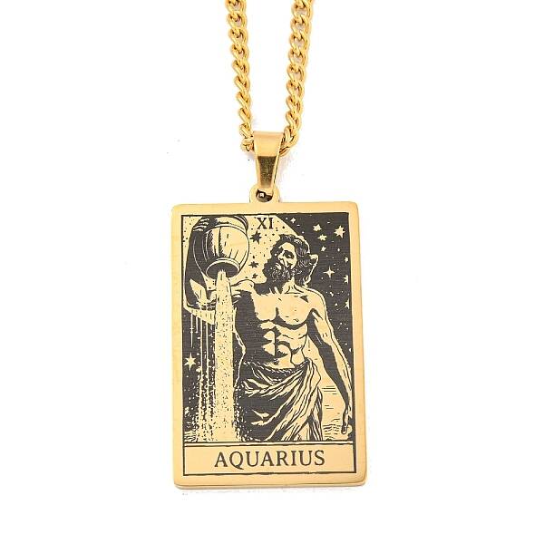 304 Stainless Steel Tarot Pendant Necklaces