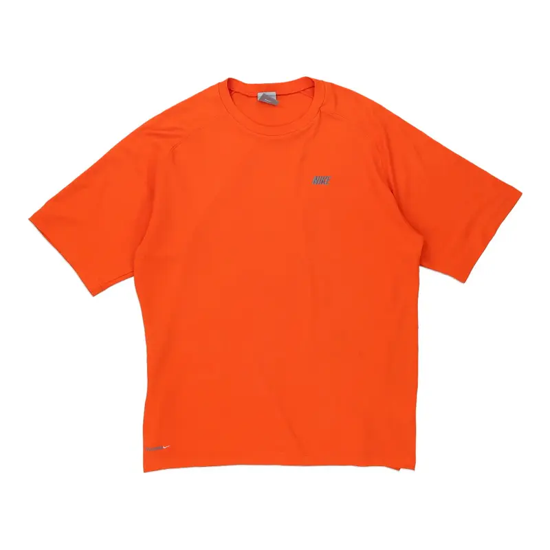 Nike T-Shirt - Large Orange Polyester