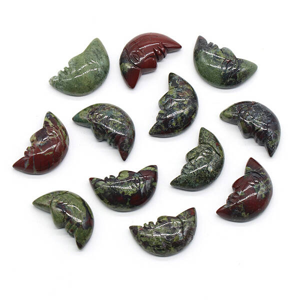 Carveing Face Crescent Moon Natural Dragon Blood Display Decorations