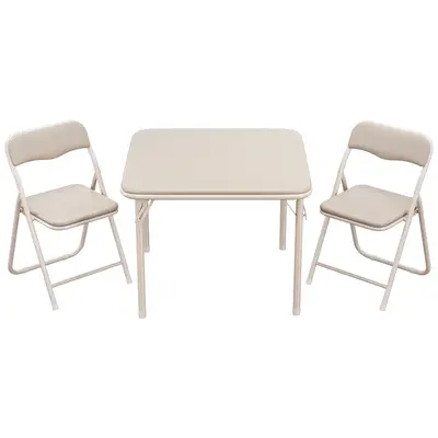 Garvee Boys and Girls Folding Table and Chairs Set of 3, Portable Table and Chair with PU Soft Cushion, Suitable for Eating, ...