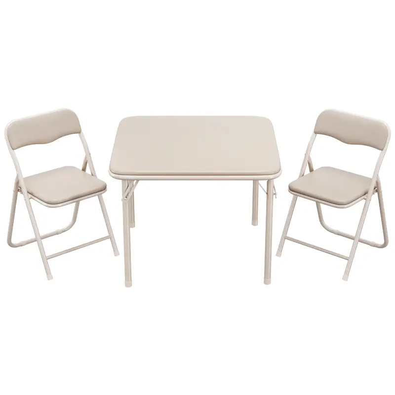 Garvee Boys and Girls Folding Table and Chairs Set of 3, Portable Table and Chair with PU Soft Cushion, Suitable for Eating, ...