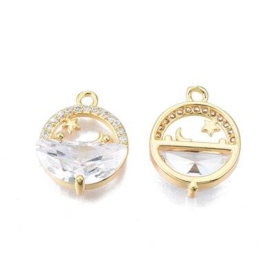 Brass Pave Clear Cubic Zirconia Pendants