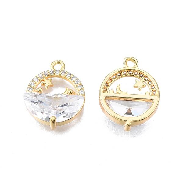 Brass Pave Clear Cubic Zirconia Pendants
