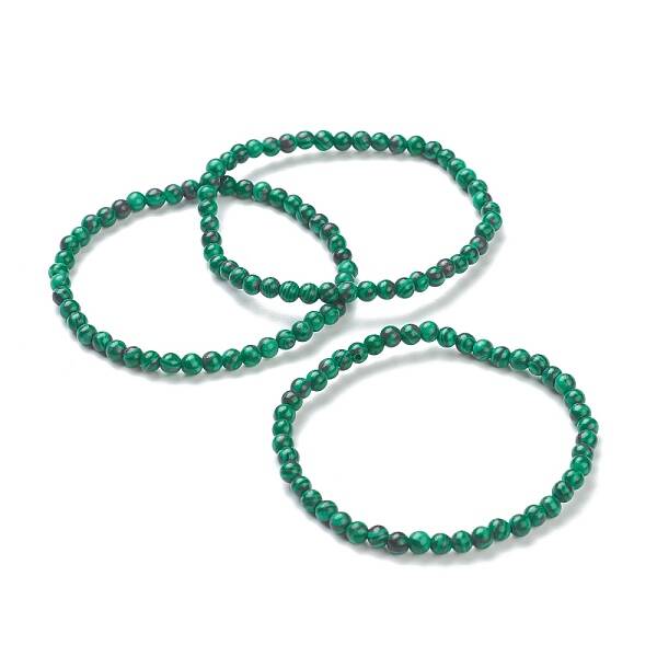 Synthetic Malachite Beaded Stretch Bracelets