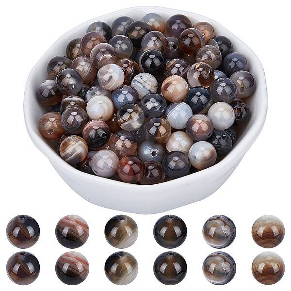 Dyed & Heated Natural Agate Round Beads Strands