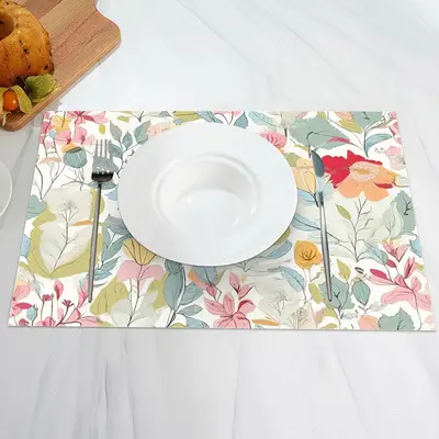 Colorful Floral Leaves Spring Set Of 4 Placemats - Aperturee