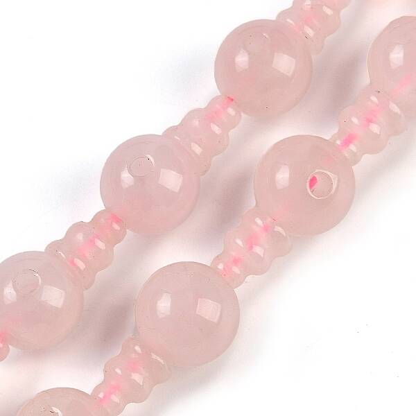 Natural Rose Quartz 3-Hole Guru Beads Strands