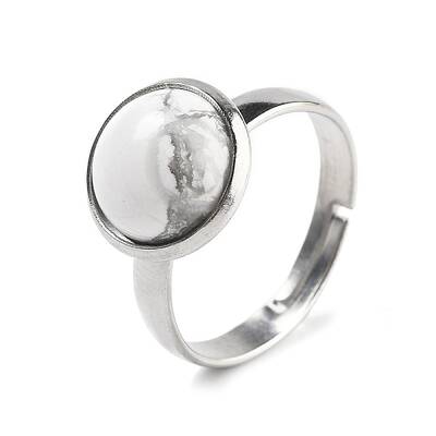 Half Round Natural Howlite Finger Rings