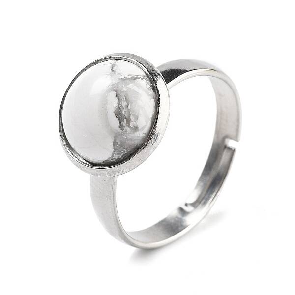Half Round Natural Howlite Finger Rings