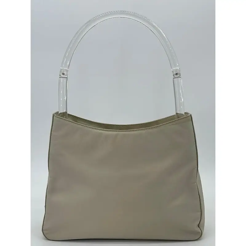 Pre-owned PRADA Nylon Shoulder Bags Preloved Beige Tessuto Mini Hobo Bag. 50 092824 P