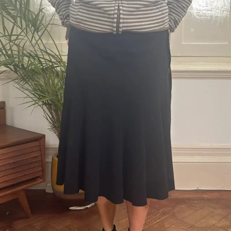 Cultus Midi Skirt - 31W UK 12 Black Cotton Blend