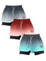 Men's 2 in 1 Ombre Letter Print Drawstring Waist Shorts, Casual Soft Comfy Athletic Regular Fit Straight Leg Shorts for Daily...