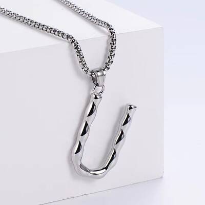 3Pcs Stainless Steel Textured Letter Pendants