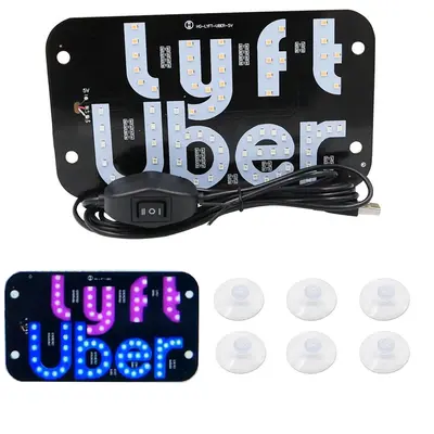 Car LED Light Sign, USB Powered Bright Glow Car LED Sign with Suction Cups & USB Plug, Universal LED Backlights Automative Ac...