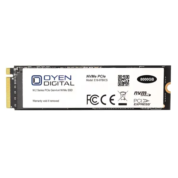 Oyen Digital E18-8TBICS6 | 8TB Triple-Level Cell PCI Express NVMe 4.0 x4 M.2 2280 Solid State Drive