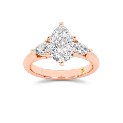 Lumina Three Stone Pear Shape Lab Grown Diamond Engagement Ring | 14K Rose Gold 4 CT. TW.