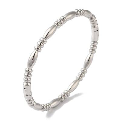 Non-Tarnish 304 Stainless Steel Textured Ring Hinged Bangles for Women