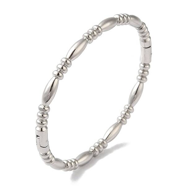 Non-Tarnish 304 Stainless Steel Textured Ring Hinged Bangles for Women