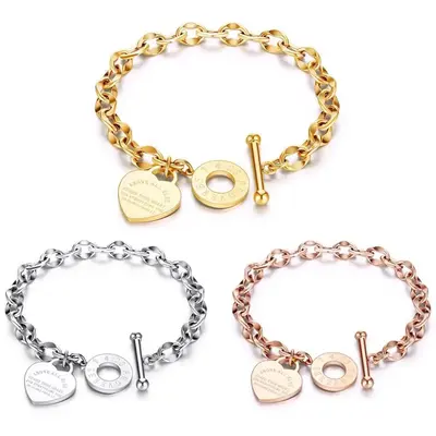 Titanium steel love letter OT buckle bracelet girls daily gift jewelry