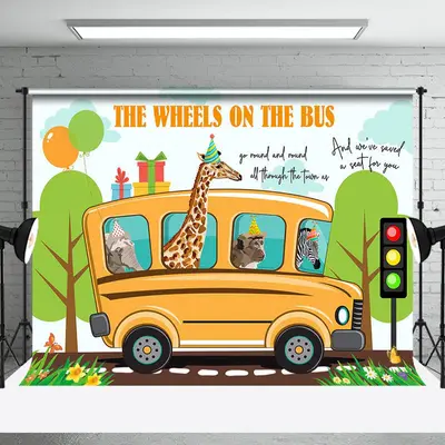 Safari The Wheels On The Bus Back To School Backdrop - Aperturee