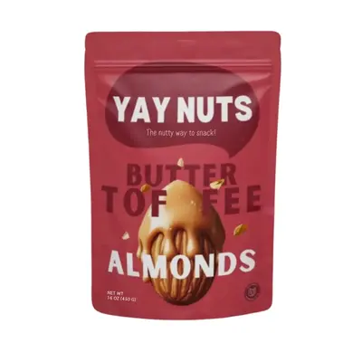 Yay Nuts Butter Toffee Almonds - 1 lb, Butter Toffee Coated Almond Nuts, Delicious and Sweet Nut Snacks Crunchy, Almond Nut S...