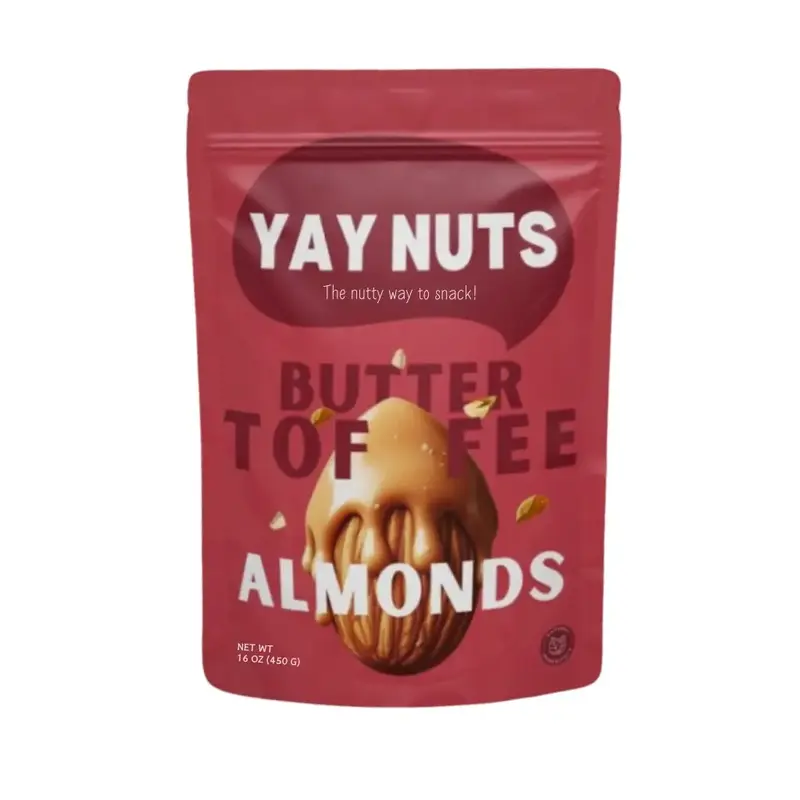 Yay Nuts Butter Toffee Almonds - 1 lb, Butter Toffee Coated Almond Nuts, Delicious and Sweet Nut Snacks Crunchy, Almond Nut S...