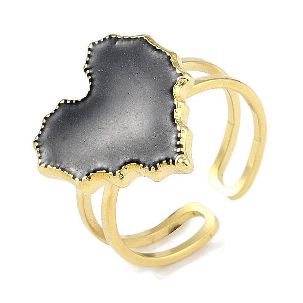Ion Plating(IP) 304 Stainless Steel Enamel Heart Cuff Finger Rings