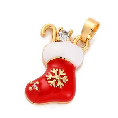 Christmas Theme Brass Micro Pave Cubic Zirconia Pendants