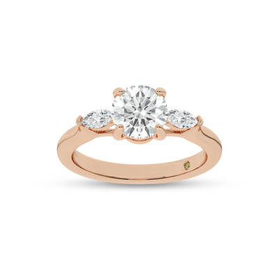 Maui Three Stone Round Lab Grown Diamond Engagement Ring | 14K Rose Gold 3 1/2 CT. TW.