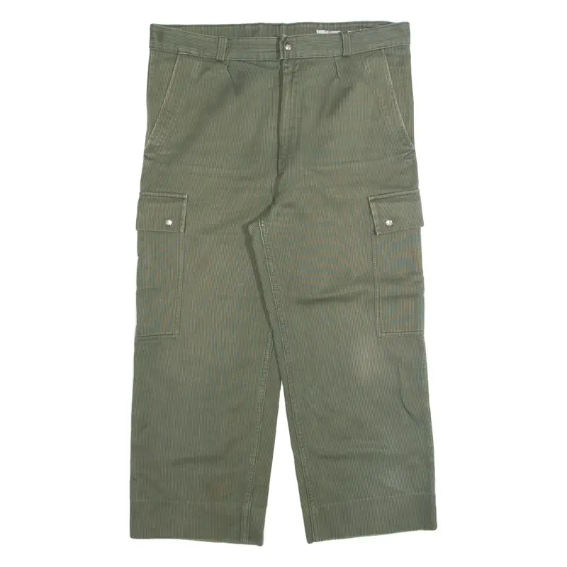 Cargo Workwear Mens Corduroy Trousers Green Relaxed Straight 90s W38 L24
