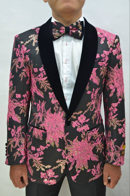 Paisley-300 Rose/Black Velvet - Mens Wholesale Blazers
