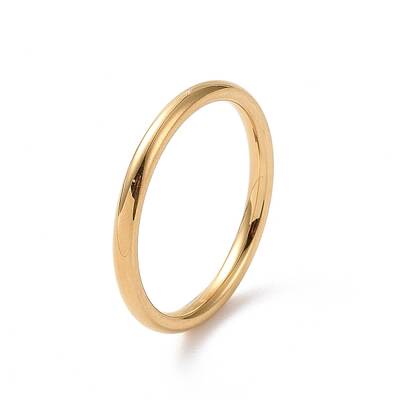 201 Stainless Steel Simple Thin Plain Band Ring for Women