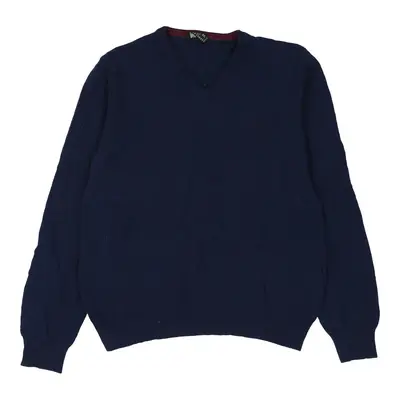 Fred Perry V-neck Jumper - XL Navy Cashmere Blend