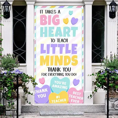 Rainbow Hearts Teaching Valentines Day Door Cover - Aperturee