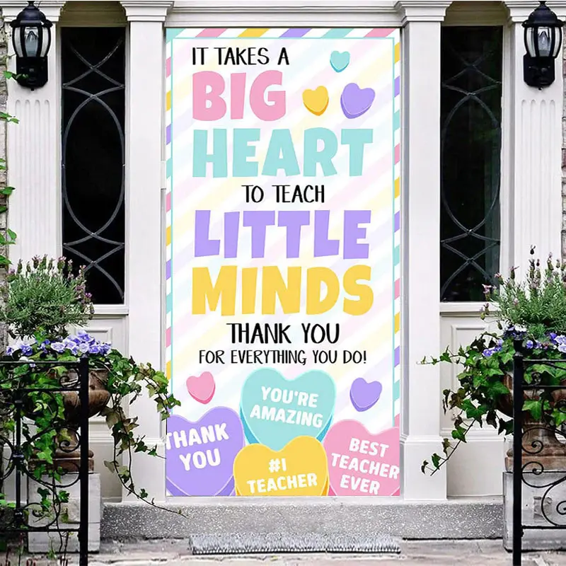 Rainbow Hearts Teaching Valentines Day Door Cover - Aperturee