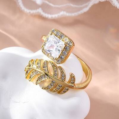 Brass Micro Pave Clear Cubic Zirconia Cuff Rings for Women