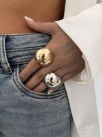 Minimalist Half Ball Design Cuff Rings for Women, Elegant All-match Jewelry for Girls Gift, Female Fashion Accessories for Da...