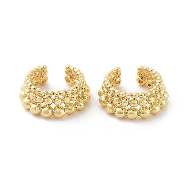 Round Ball Brass Cuff Earrings