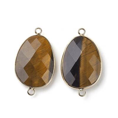 Natural Tiger Eye Connector Charms